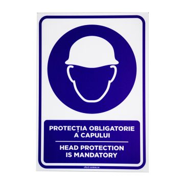Semn protectia obligatorie a capului A5, 30 x 20 cm