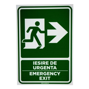 Semn iesire de urgenta stanga A5, 15 x 25 cm