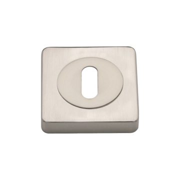 Rozeta pentru cheie Gamet, patrata, zamac, nichel satinat, 52 x 52 mm