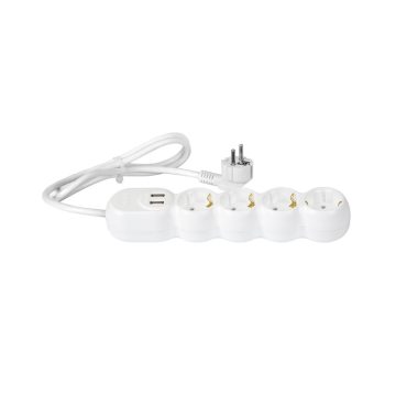 Prelungitor 4 prize H05VV-F, 3 x 1.5 mm2, IP20, alb, 2 m