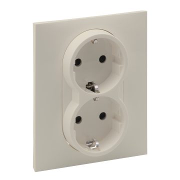 Priza dubla Legrand, configuratie 2P+T, crem, 16 A x 250 V