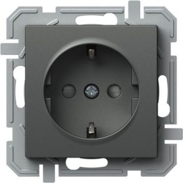 Priza simpla Tem Schuko, interior, PVC, antracit, 16 A, 250 V