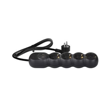 Prelungitor multipriza 4P USB2.0 Wconn, 3G1.5, 3 × 1.5 mm2, protectie copii, negru, 3 m