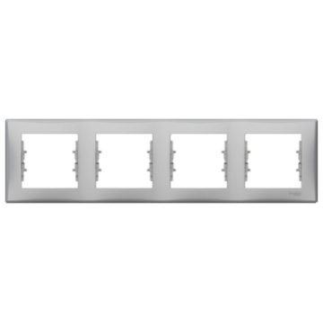 Rama de aparataj Schneider, Sedna, 4 module, PVC, aluminiu