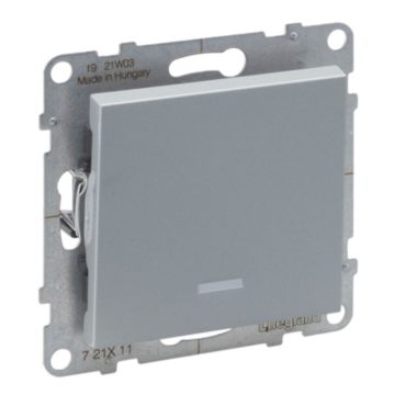 Intrerupator simplu Legrand, New Suno, L721311, IP44, montaj incastrat, aluminiu, 72.9 x 72.9 x 40 mm