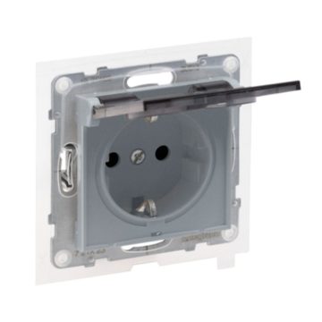 Priza simpla 2P+T Legrand New Suno L721323, IP44, 250 V, aluminiu