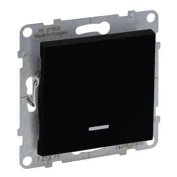 Intrerupator simplu Legrand, New Suno, L721201, IP44, montaj incastrat, negru, 72.9 x 72.9 x 40 mm