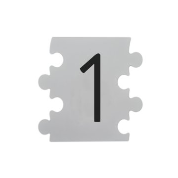 Placa numar modular 1, aluminiu compozit, alb, 14.5 x 14 cm
