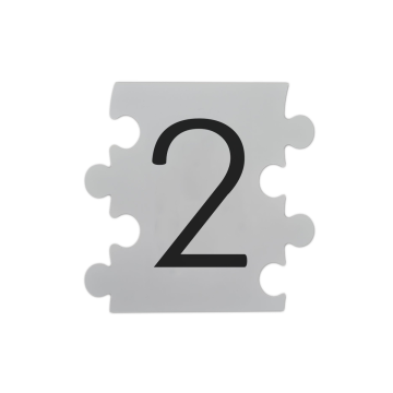 Placa numar modular 2, aluminiu compozit, alb, 14.5 x 14 cm