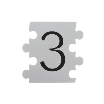 Placa numar modular 3, aluminiu compozit, alb, 14.5 x 14 cm