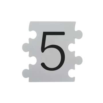 Placa numar modular 5, aluminiu compozit, alb, 14.5 x 14 cm