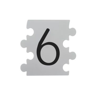 Placa numar modular 6, aluminiu compozit, alb, 14.5 x 14 cm