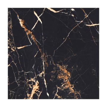 Gresie interior negru-auriu Veldez Black High Gloss, portelanata, glazurata, finisaj lucios, patrata, grosime 9 mm, 60 x 60 cm