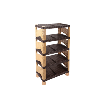Raft pantofi Inaplast Rio, 5 nivele, tip ratan, plastic, 50.9 x 32.5 x 91 cm