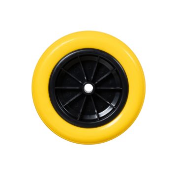 Roata carucior, poliuretan, cauciuc plin, galben, 250 mm