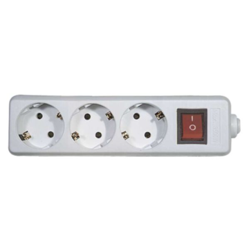 Bloc 3 prize cu intrerupator SCHUKO Emos P1320, 3 x 2P + PE, IP20, protectie copii, alb