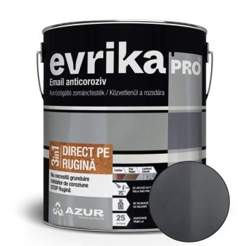 Vopsea alchidica Azur Evrika Pro direct pe rugina, gri inchis lucios, 2.5 l