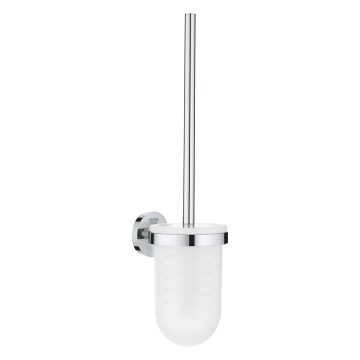Perie WC Grohe Essentials, metal / sticla, alb, montaj pe perete