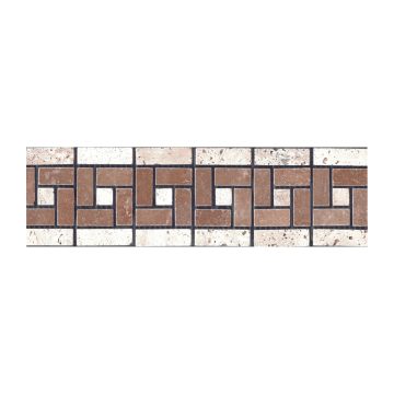 Border travertin pe plasa, aspect antichizat, AC2, multicolor, 30.5 x 7.5 x 1 cm