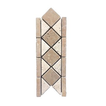 Border travertin pe plasa, aspect antichizat, multicolor, 28.5 x 10.5 x 1 cm