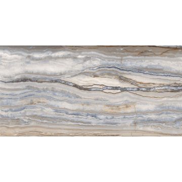 Gresie interior multicolor Wavy Blue, rectificata, glazurata, finisaj lucios, dreptunghiulara, 120 x 60 cm
