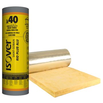 Vata minerala de sticla Isover Rio Plus caserata, 50 x 1200 x 12000 mm, 14.4 m2 / rola