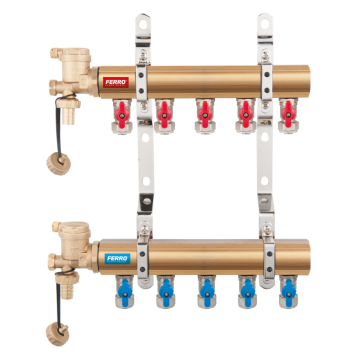 Distribuitor Ferro N-RO10S, 10 circuite, alama, 1 inch