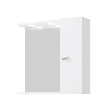 Oglinda cu dulap pentru baie Savini Due, PAL, front uni, alb, 57.1 x 58.4 x 15.1 cm