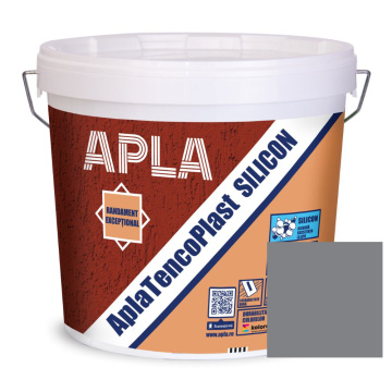 Tencuiala decorativa siliconica AplaTencoPlast, aspect scoarta de copac, granulatie 2 mm, exterior, nordic grey, 24 kg