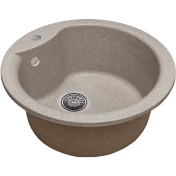 Chiuveta bucatarie Hausberg Pi, granit-compozit, bej, 1 cuva rotunda, 49 cm