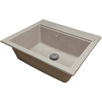 Chiuveta bucatarie Hausberg Vena SN9034, granit-compozit, bej mat, 1 cuva, 60 x 50 cm