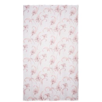 Perdea poliester, model floral, roz, 140 x 245 cm