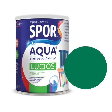 Email lucios Spor Aqua, pentru lemn/metal, interior/exterior, pe baza de apa, verde, 0.6 l