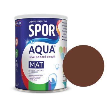 Email mat Spor Aqua, pentru lemn/metal, interior/exterior, pe baza de apa, maro, 0.6 l