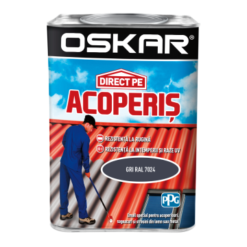 Vopsea Oskar Direct pe acoperis, gri RAL 7024, exterior, 0.75 l