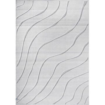 Covor modern Oksi 38012, polipropilena, alb, 200 x 300 cm