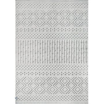 Covor modern Oksi 38003, polipropilena, alb, 200 x 300 cm
