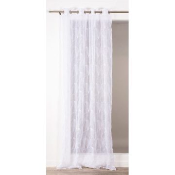 Perdea Life, broderie frunze, alba, 140 x 240 cm