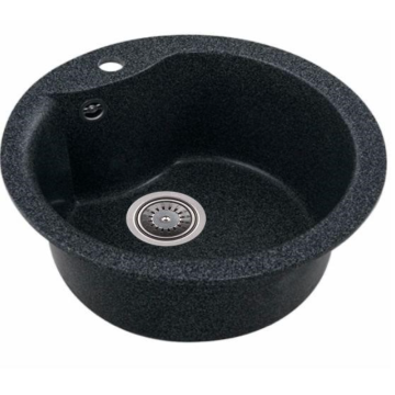 Chiuveta bucatarie Hausberg PI, granit-compozit, negru, 1 cuva rotunda, diametru 49 cm
