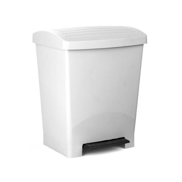 Cos de gunoi cu pedala Romtatay, plastic, alb, 25 l