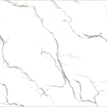 Gresie interior Lucinda White, glazura lucioasa, alb, patrata, rectificata, R9, grosime 11 mm, 60.5 x 60.5 cm
