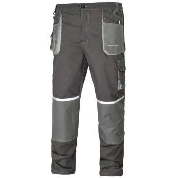 Pantaloni de lucru in talie EuroClassic, tercot, barbatesti, cu elemente reflectorizante, toate sezoanele, culoare gri, marimea 58