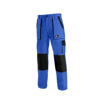 Pantaloni de lucru in talie Luxy Josef, doc, barbatesti, cu intarituri la genunchi, buzunare frontale/laterale, culoare albastru cu negru, marimea 50