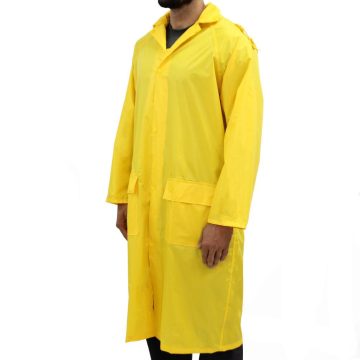 Pelerina ploaie impermeabila PPD, PVC si textil, cu gluga, galben, marimea M