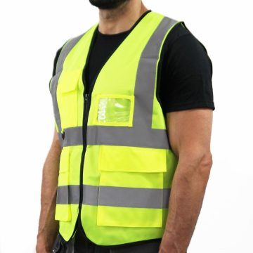 Vesta reflectorizanta, cu buzunare, poliester, galben-neon, marimea L
