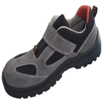 Pantofi de protectie 5200, piele intoarsa, bombeu metalic, fara lamela metalica, inchidere cu scai, unisex, culoare gri, marimea 37