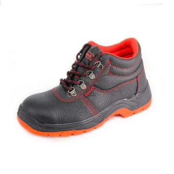 Bocanci de protectie Gantex Bruno S3, bombeu si lamela metalica, piele naturala, talpa antiderapanta, impermeabili, negru + rosu, marimea 38
