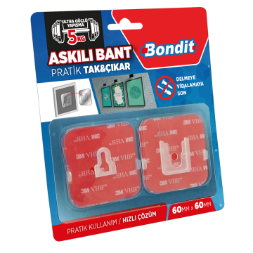 Banda adeziva Bondit, tip carlig, detasabila, 60 x 60 mm