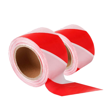 Banda delimitare cu dungi, plastic, 5 x 1100 cm