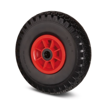 Roata carucior, janta polipropilena, poliuretan expandat, negru, fara frana, sarcina dinamica 75 Kg, diametru 260 mm